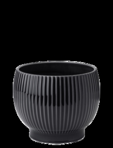 Knabstrup Keramik - urtepotteskjuler Ø 16 cm ripple black