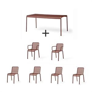 Hay - Palissade sæt - Bord + 6 stole - Iron red - Rød