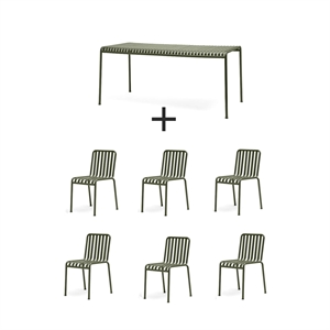 Hay - Palissade sæt - bord + 6 stole - Olive 