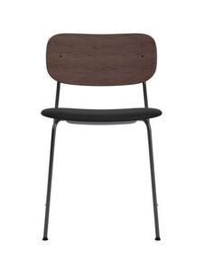 Audo Copenhagen - Co Dining Chair, Chrome Steel Base, Upholstered Seat PC0L, Oak Back, Dark Stained Oak, EU/US - CAL117 Foam, 1001 (Black), Sierra, Sierra, Camo