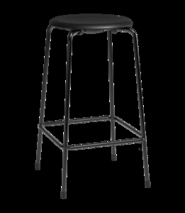 Fritz Hansen - Barstol - High Dot™ Counter stool 4-legs - Intense leather Black/Black Powdercoated base