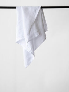Tell Me More - Kitchen towel linen - bleached white