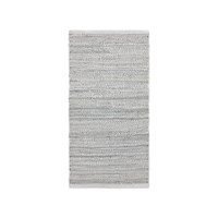 Rug Solid - Tæppe m. læder, light grey - 65x135 cm