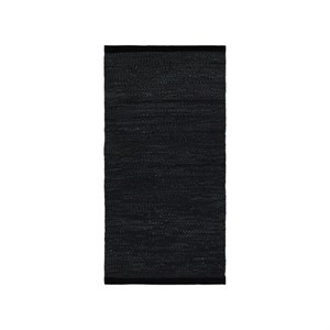 Rug Solid - Tæppe m. læder, sort - 60x90 cm