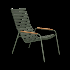 Houe - ReCLIPS Lounge chair - Olive green. Armrest i bambus