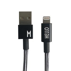 Image of Design Letters - IPhone oplader kabel - "M" - Sort/Hvid