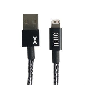 Image of Design Letters - IPhone oplader kabel - "X" - Sort/Hvid