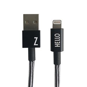 Image of Design Letters - IPhone oplader kabel - "Z" - Sort/Hvid