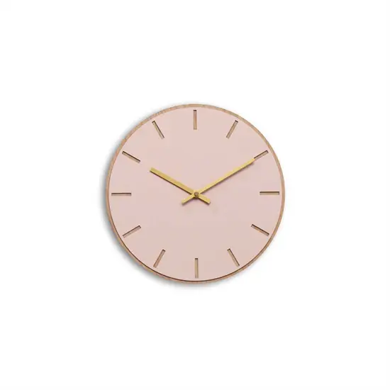 Hemverk - Vægur - Lys Eg/Powder Dusty Rose - Guld visere - Ø28 cm