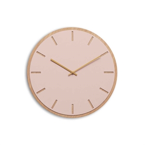 Hemverk - Vægur - Lys Eg/Powder Dusty Rose - Guld visere - Ø38 cm