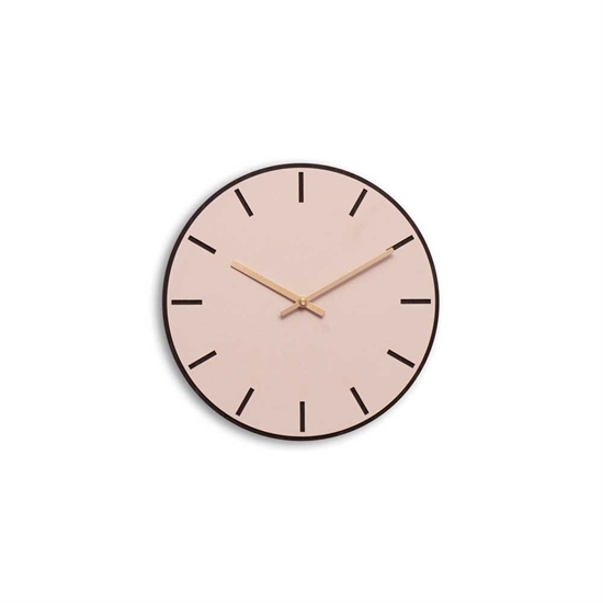 Hemverk - Vægur - Mørk Eg/Powder Dusty Rose - Kobber visere - Ø28 cm