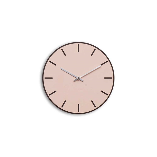 Hemverk - Vægur - Mørk Eg/Powder Dusty Rose - Sølv visere - Ø28 cm