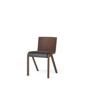 Audo Copenhagen - Ready Dining Chair, Red Stained Oak Base, Upholstered Seat, EU/US - CAL117 Foam, 0842 (Black), Dakar, Nevotex