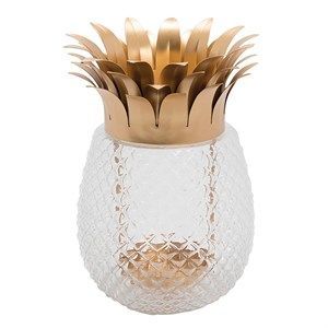 Image of Au Maison - Lanterne formet som ananas - Guld/glas