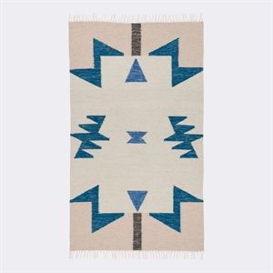 Image of Ferm Living tæppe - Kelim rug - blue triangles (small)