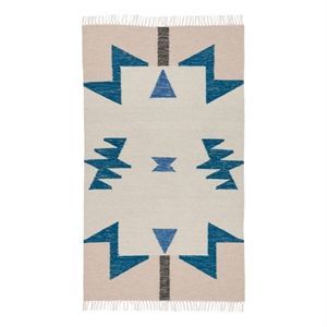 Image of Ferm Living tæppe - Kelim rug - blue triangles (large)