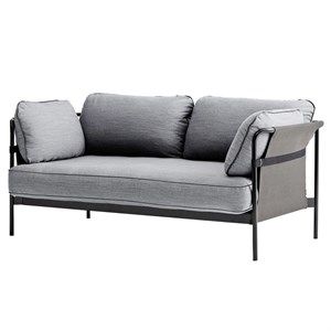 Image of HAY - CAN 2 pers. Sofa - Black Frame/Grey Canvas