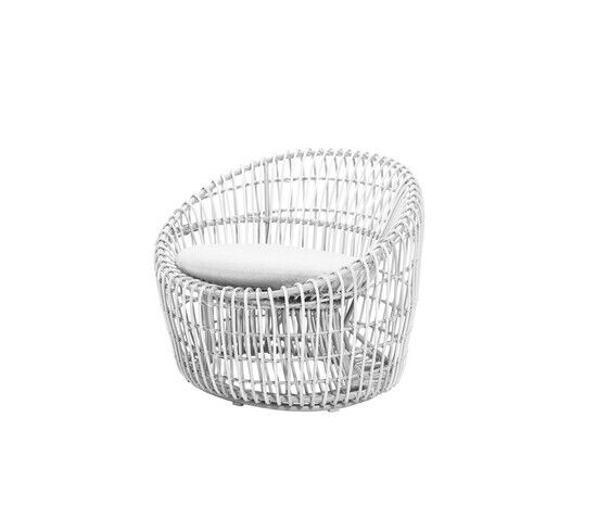 Cane-Line - Nest Round stol OUTDOOR Inkl. Natté hynde - White, Cane-line Weave