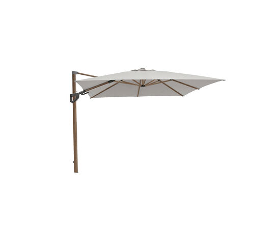 Cane-Line - Hyde luxe tilt parasol, 3x3 m Dusty white dug Wood look, aluminium pol