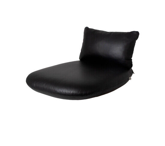 Cane-Line - Peacock loungestol hyndesæt INDOOR - Black, læder