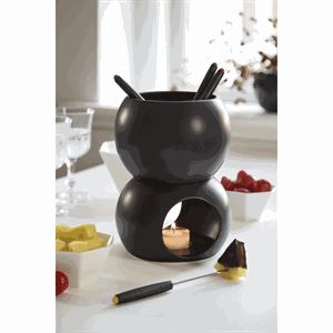 Steel Function - Chokolade fondue sæt i sort porcelæn Billede af Steel Function - Chokolade fondue sæt i sort porcelæn