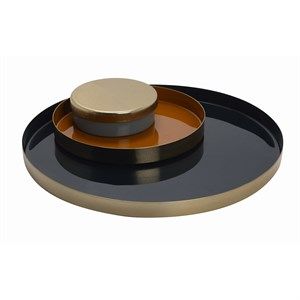 Image of Au Maison - Dekorationsbakker - Midnight Blue/Cayenne/Deep Blue - Guld ramme