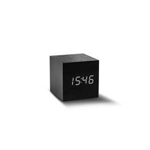 Gingko - Wooden Cube Click Clock Black / White LED