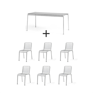 Hay - Palissade sæt - bord + 6 stole - Sky Grey