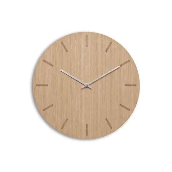 Hemverk - Vægur - Light Oak - Eg/Sølv - Ø28 cm