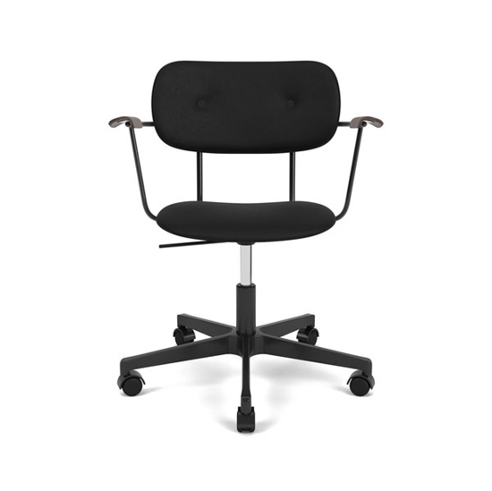 Audo Copenhagen - Co Task Chair w/Armrest, Star Base w/Casters, Black Aluminium, Seat And Back Upholstered With PC0L, Oak Arms, Hard Floor, Dark St. Oak, EU/US - CAL117, 1001 (Black), Sierra, Sierra, Camo