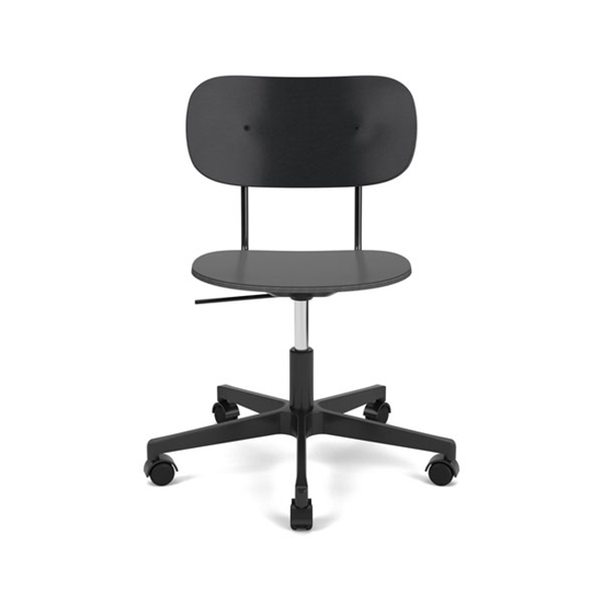 Audo Copenhagen - Co Task Chair, Star Base w/Casters For Hard Floor, Black Aluminium, Black Oak Seat And Back