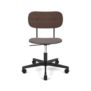 Audo Copenhagen - Co Task Chair, Star Base w/Casters For Hard Floor, Black Aluminium, Dark Stained Oak Seat And Back