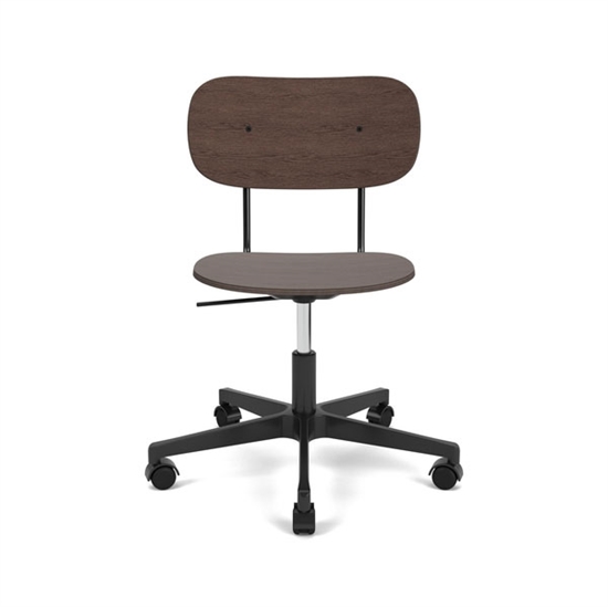 Audo Copenhagen - Co Task Chair, Star Base w/Casters For Hard Floor, Black Aluminium, Dark Stained Oak Seat And Back