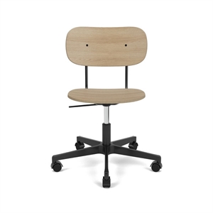 Audo Copenhagen - Co Task Chair, Star Base w/Casters For Hard Floor, Black Aluminium, Natural Oak Seat And Back