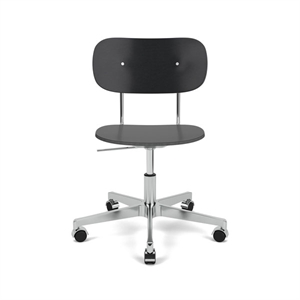 Audo Copenhagen - Co Task Chair, Star Base w/Casters For Hard Floor, Polished Aluminium, Black Oak Seat And Back