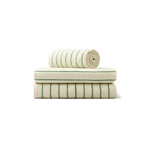 Bongusta - Naram Bath Sheets - Pure white og grass - 100x150 cm