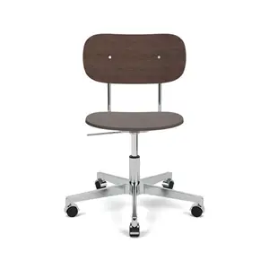 Audo Copenhagen - Co Task Chair, Star Base w/Casters For Hard Floor, Polished Aluminium, Dark Stained Oak Seat And Back