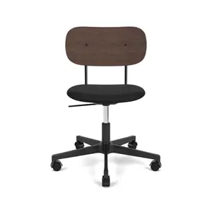 Audo Copenhagen - Co Task Chair, Star Base w/Casters, Black Aluminium, Seat Upholstered With PC0L, Oak Back, Hard Floor, Dark St. Oak, EU/US - CAL117, 1001 (Black), Sierra, Sierra, Camo
