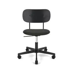 Audo Copenhagen - Co Task Chair, Star Base w/Casters, Black Aluminium, Seat Upholstered With PC1T, Oak Back, Hard Floor, Black Oak, EU/US - CAL117, 0198 (Black), Re-wool, Re-wool, Kvadrat
