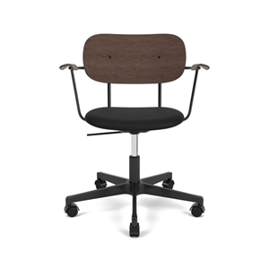 Audo Copenhagen - Co Task Chair w/Armrest, Star Base w/Casters, Black Aluminium, Seat Upholstered With PC0L, Oak Back And Arms, Hard Floor, Dark St. Oak, EU/US - CAL117, 1001 (Black), Sierra, Sierra, Camo