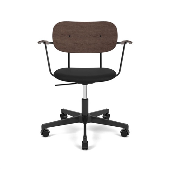 Audo Copenhagen - Co Task Chair w/Armrest, Star Base w/Casters, Black Aluminium, Seat Upholstered With PC0L, Oak Back And Arms, Hard Floor, Dark St. Oak, EU/US - CAL117, 1001 (Black), Sierra, Sierra, Camo