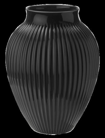 Knabstrup Keramik - vase H 35 cm ripple black