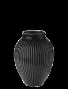 Knabstrup Keramik - vase H 12.5 cm ripple black