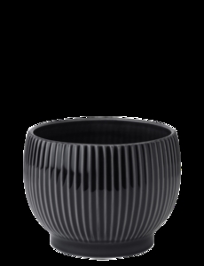 Knabstrup Keramik - urtepotteskjuler Ø 18 cm ripple black