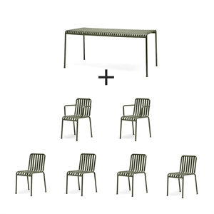 Hay - Palissade sæt - Bord + 6 stole - Olive 