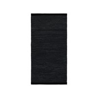 Rug Solid - Tæppe m. læder, sort - 60x90 cm