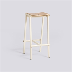 HAY - Taburete 8 Bar Stool - Eggshell - Lacquered Oak Veneer Seat - Høj model 75 cm