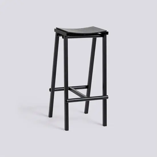 HAY - Taburete 8 Bar Stool - Black - Black Lacquered Oak Veneer Seat - Høj model 75 cm