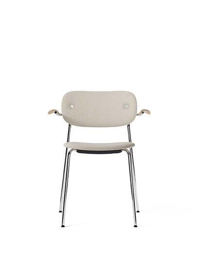 Audo Copenhagen - Co Dining Chair w/Armrest - Chrome Steel - Natural Oak Arms - Stof