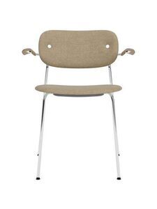 Audo Copenhagen - Co Dining Chair w/Armrest - Chrome Base - Oak Arms Natural - Beige Boucle